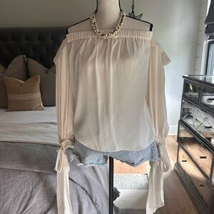Milly Ivory off the shoulder top with cuff tie detail